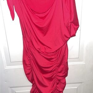 Elegant Red Ruched Dress